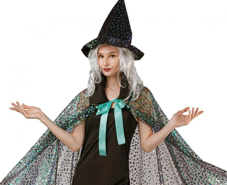 Strój CZAROWNICA wiedźma kapelusz peleryna HALLOWEEN karnawał kostium rozm S