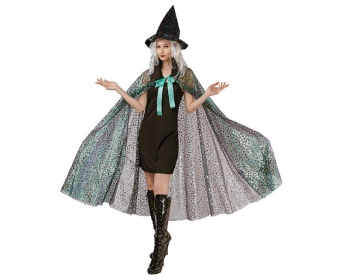 Strój CZAROWNICA wiedźma kapelusz peleryna HALLOWEEN karnawał kostium rozm M