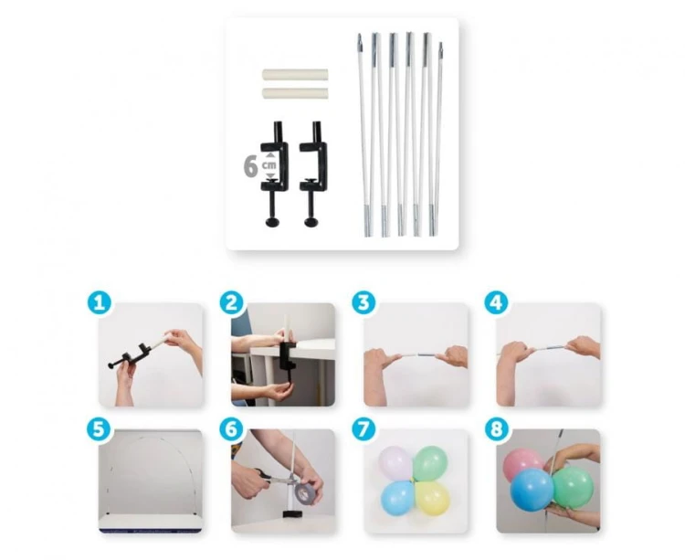 Stelaż na balony łuk balonowy przykręcany do stołu 150x150cm