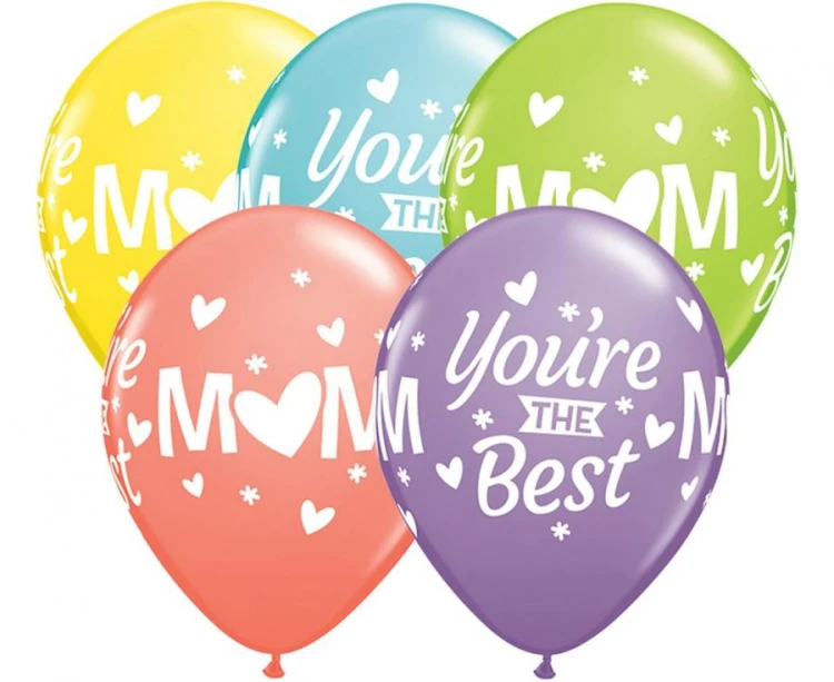 Balony lateksowe Mom You're The Best mix wzorów 50 szt QL 11"