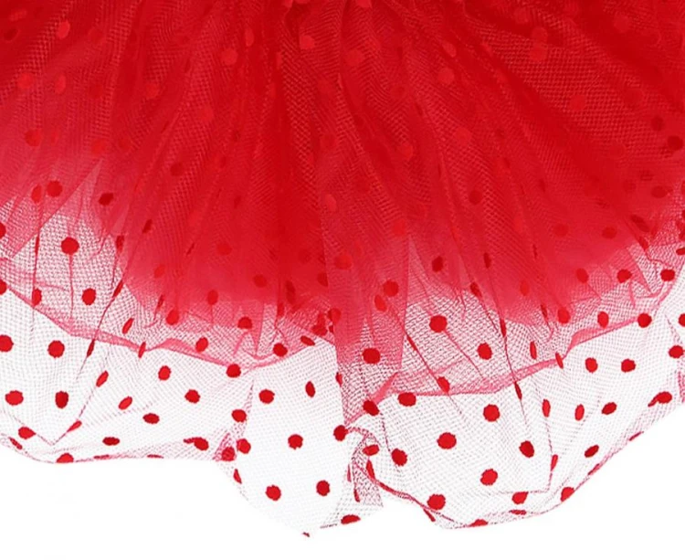 Spódnica dziewczynki Tutu tiulowa dziecięca czerwona w kropeczki uniwersalna