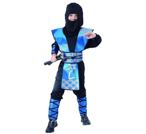 Strój Niebieski Ninja Przebranie Wojownika Kostium samuraj 130/140 cm