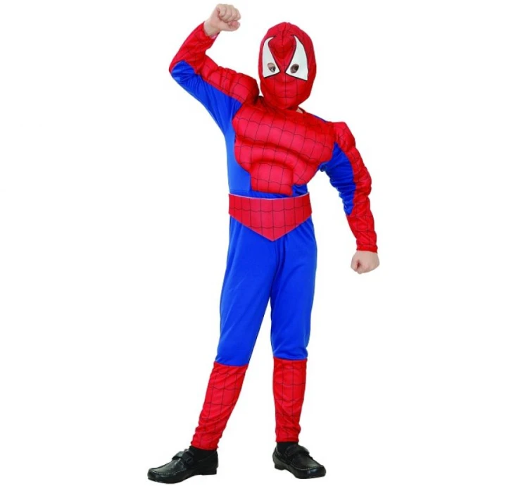 Przebranie Spider Man z muskułami Strój człowiek pająk Kostium Pajęczy Bohater 120/130 cm