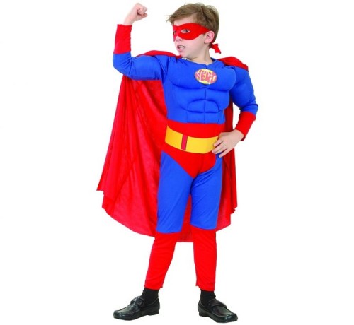 Strój Superbohater z muskułami przebranie Super Mana Kostium Superman 110/120 cm