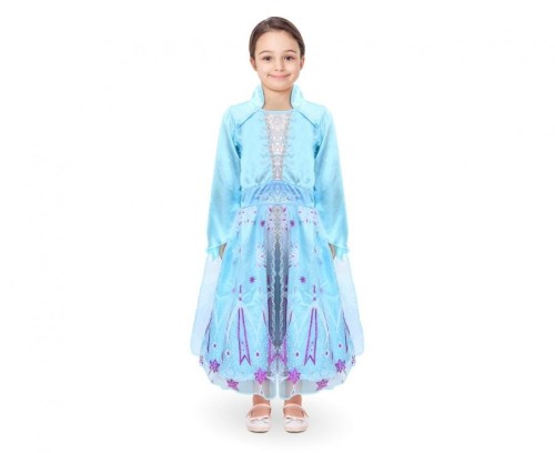 Strój Błękitna Księżniczka Przebranie zimowa królewna niebieska sukienka 110-125 cm