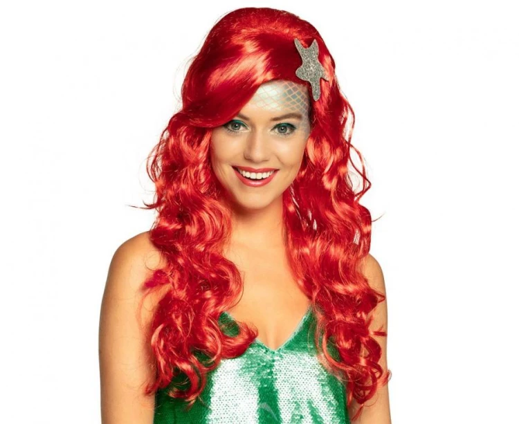 Peruka Syrena Ariel Arielka Kręcone Czerwone Włosy Przebranie Party