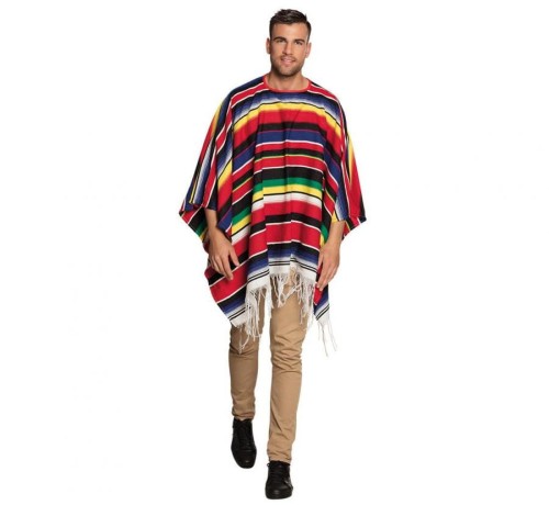 Poncho Ponczo Meksykańskie z Frędzlami Western Dziki Zachód Strój Diego 140x155cm