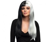 Peruka Diablicy Czarno-siwa Wiedźma Czarownica Cruella Satanistka
