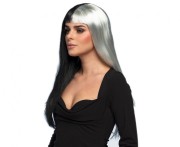 Peruka Diablicy Czarno-siwa Wiedźma Czarownica Cruella Satanistka