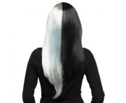 Peruka Diablicy Czarno-siwa Wiedźma Czarownica Cruella Satanistka