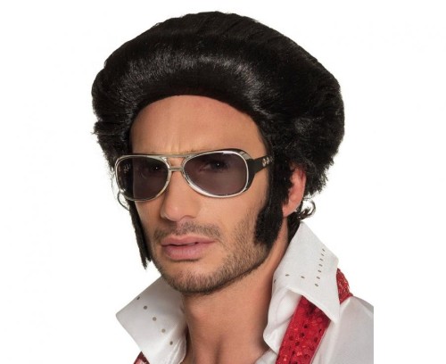 Peruka Męska Rock'n Roll Elvis Czarne Włosy Party Retro