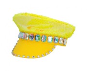 Żółta Czapka z Daszkiem Błyszcząca Party Impreza DIsco Sandy