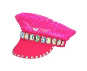 Czapka Sandy Perłowo Różowa Błyszcząca Party Retro Impreza