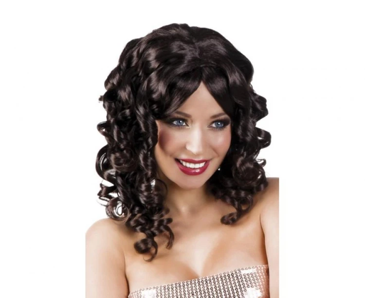 Peruka Kręcone Czarne Loki Party Impreza Retro Przebranie Koktajl