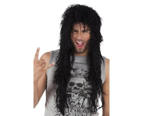 Peruka Męska Gwiazda Rocka Czarne Loki Gitarzysta Piosenkarz Heavy Metal