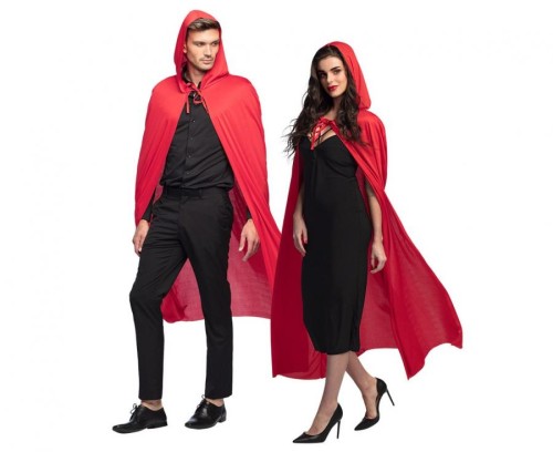 Czerwona peleryna dla dorosłych z kapturem Dusk 180 cm Halloween