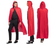 Czerwona peleryna dla dorosłych z kapturem Dusk 180 cm Halloween