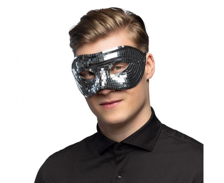 Maska Wenecka na Oczy Twarz Disco Srebrna Bal Maskowy Karnawał