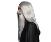 Peruka Czarownika z Brodą Przebranie Czarodzieja Strój Gandalfa Kostium