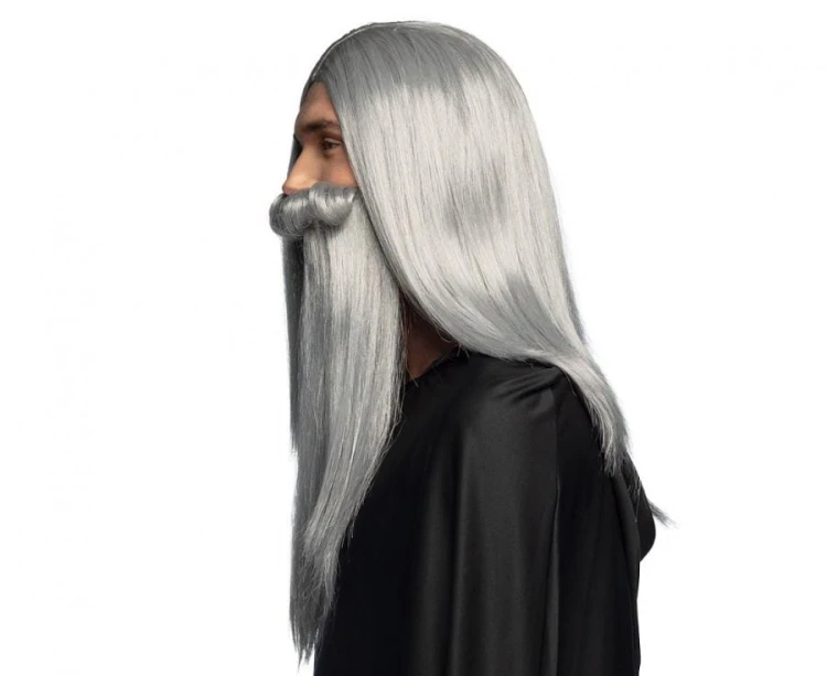 Peruka Czarownika z Brodą Przebranie Czarodzieja Strój Gandalfa Kostium