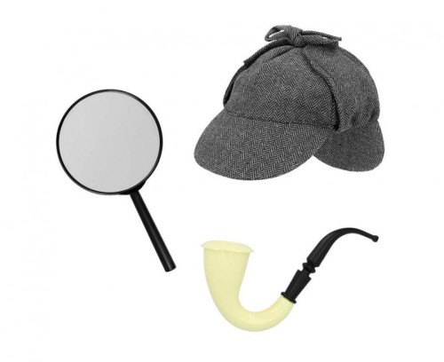 Zestaw Detektywa Strój Sherlock Holmes Akcesoria Szerlok Czapka Fajka Lupa