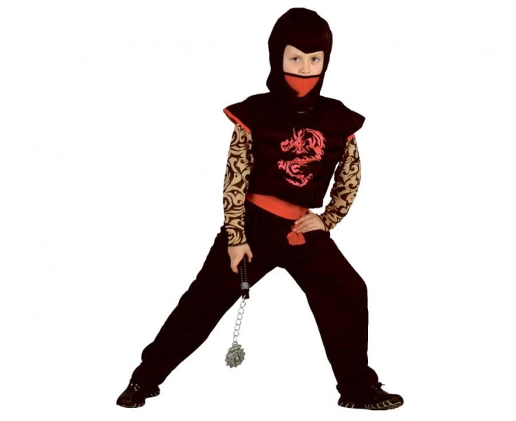 Strój Ninja Kostium Wojownik Warrior Halloween Czerwony Smok 130/140 cm