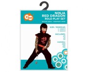 Strój Ninja Kostium Wojownik Warrior Halloween Czerwony Smok 130/140 cm