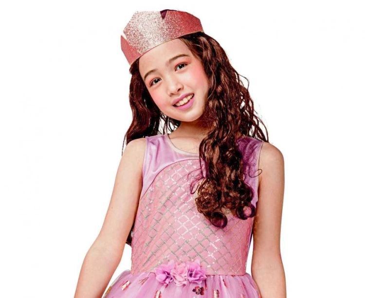 Strój Księżniczki Kostium Księżniczka Różowo-Złoty Sukienka Korona 110/120 cm