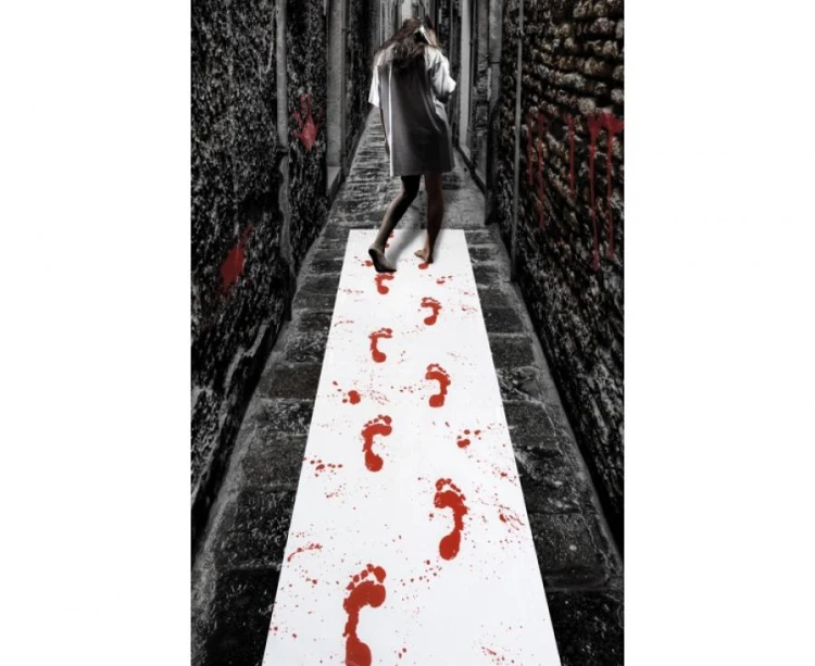 Dywan KRWAWE ŚLADY Halloween ślady krwawych stóp 450x60 cm