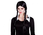 Peruka Gotycka Dziewczyna Czarne Warkocze Warkoczyki Strój Halloween