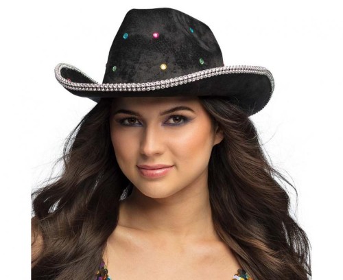 Kapelusz Kowbojski Kowboja Cowboy Dziki Zachód Western czarny z kolorowymi dekoracjami