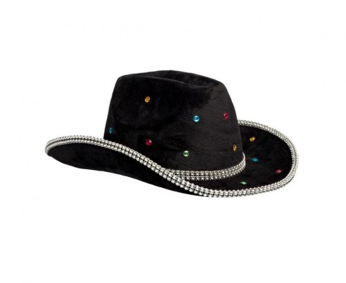 Kapelusz Kowbojski Kowboja Cowboy Dziki Zachód Western czarny z kolorowymi dekoracjami