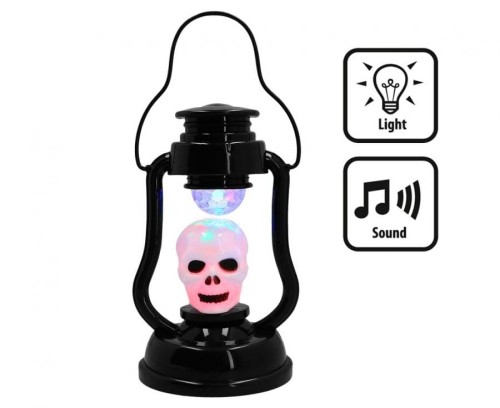 Dekoracja latarenka czaszka lampka czacha Halloween Disco skull lantern 21x12 cm