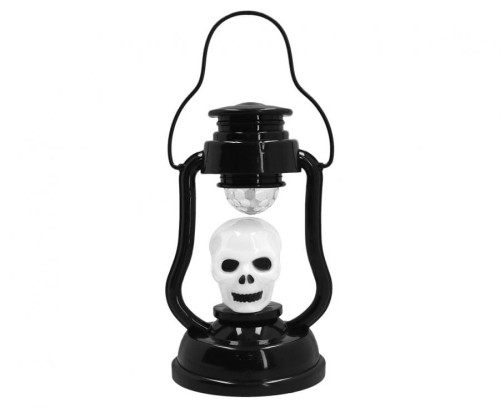 Dekoracja latarenka czaszka lampka czacha Halloween Disco skull lantern 21x12 cm