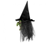 Maska lateksowa Czarownicy z włosami i kapeluszem maska wiedźmy Halloween