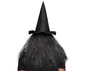 Maska lateksowa Czarownicy z włosami i kapeluszem maska wiedźmy Halloween