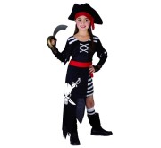 Strój Piratki Kostium Piratka Przebranie Pirata z Czaszką Pani Kapitan Halloween 120/130 cm