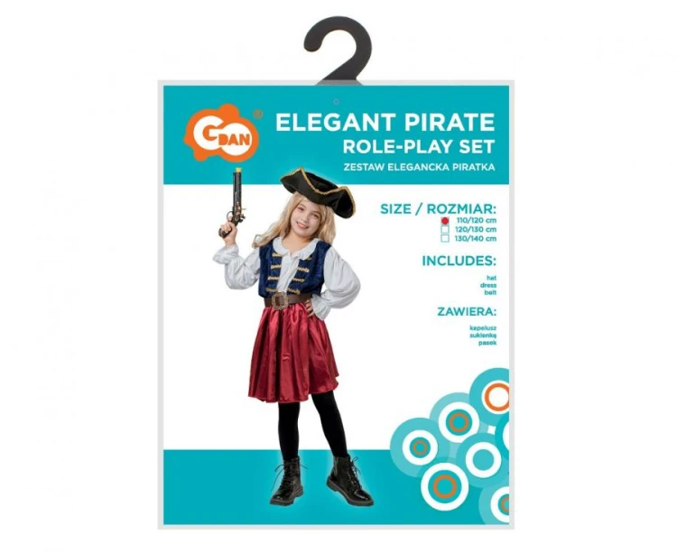 Strój Piratki Kostium Przebranie elegancka Piratka Halloween Karnawał 110/120 cm