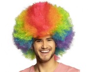 PERUKA KLAUNA AFRO kolorowa TĘCZOWA KARNAWAŁ Halloween Retro