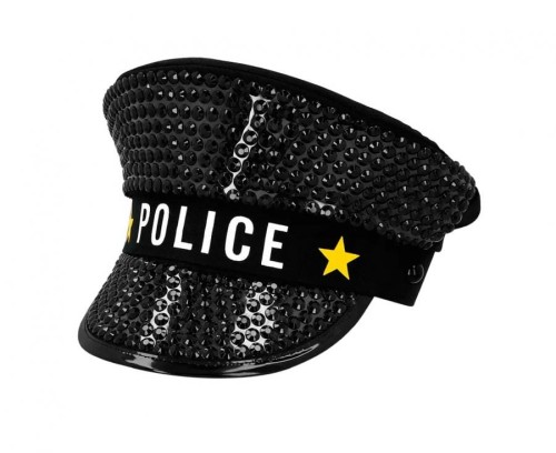 Czapka Policjanta Policjantki dla Dorosłych Police Błyszcząca Glam