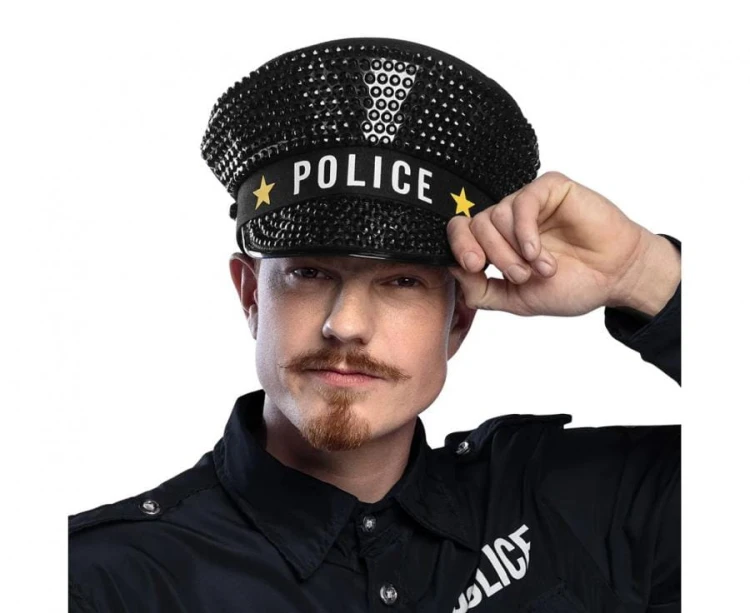Czapka Policjanta Policjantki dla Dorosłych Police Błyszcząca Glam