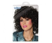 Peruka KLUBOWA TANCERKA Loki Kręcone Czarne Sztuczne Włosy Trwała PRL