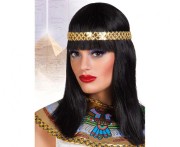 Peruka CLEOPATRA czarne włosy z opaską Strój Kleopatry Egipt