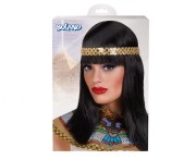 Peruka CLEOPATRA czarne włosy z opaską Strój Kleopatry Egipt