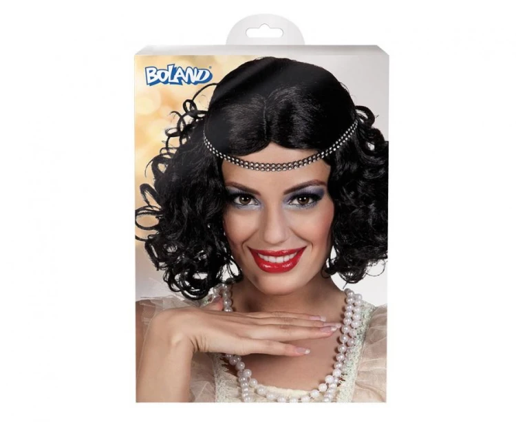 Peruka Sztuczna Retro Czarne Kręcone Włosy Ladies