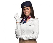 Zestaw do Stroju Stewardesy Strój Stewardessa Czapka Rękawiczki Szalik Odznaka