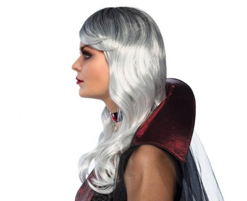 Peruka Wampirzycy Wampira Siwa Wampirzyca Włosy Strój Halloween