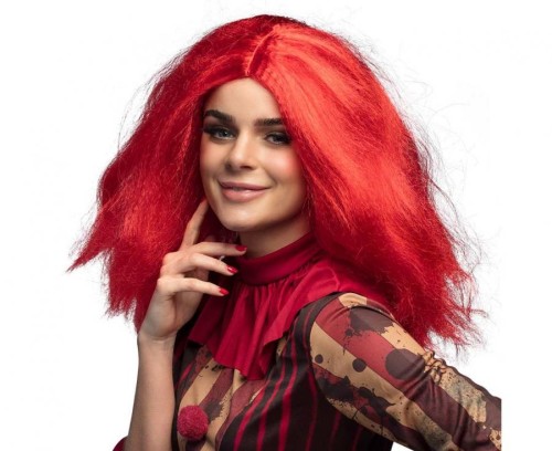 Peruka Czerwona Pani Klaun Przebranie Halloween Impreza