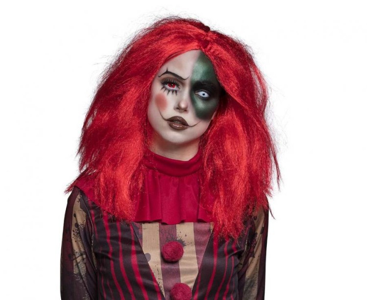 Peruka Czerwona Pani Klaun Przebranie Halloween Impreza