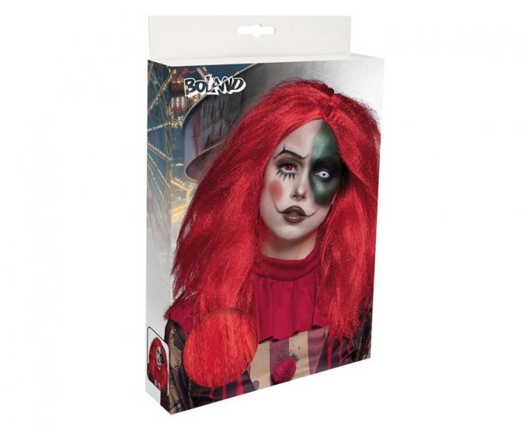 Peruka Czerwona Pani Klaun Przebranie Halloween Impreza